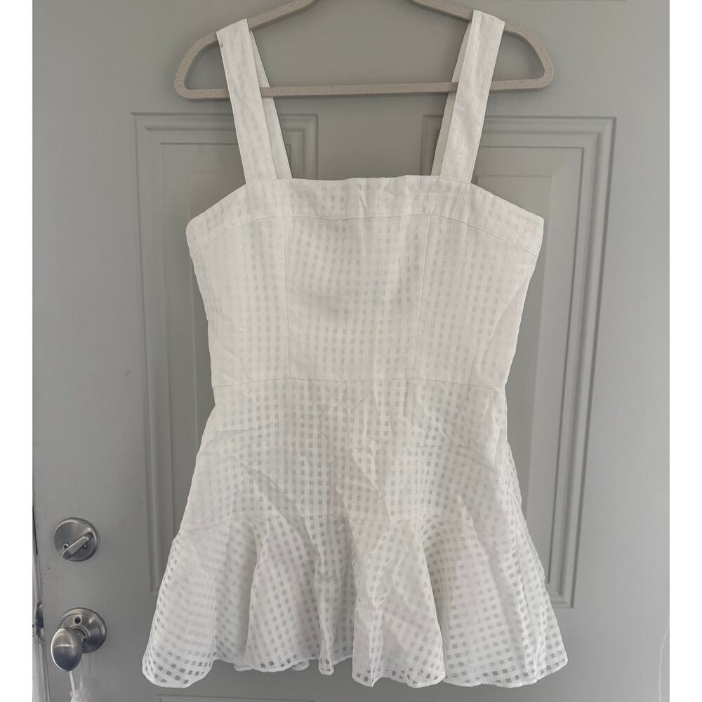 Amanda Uprichard | white Annalise gingham organza sun mini dress | size large